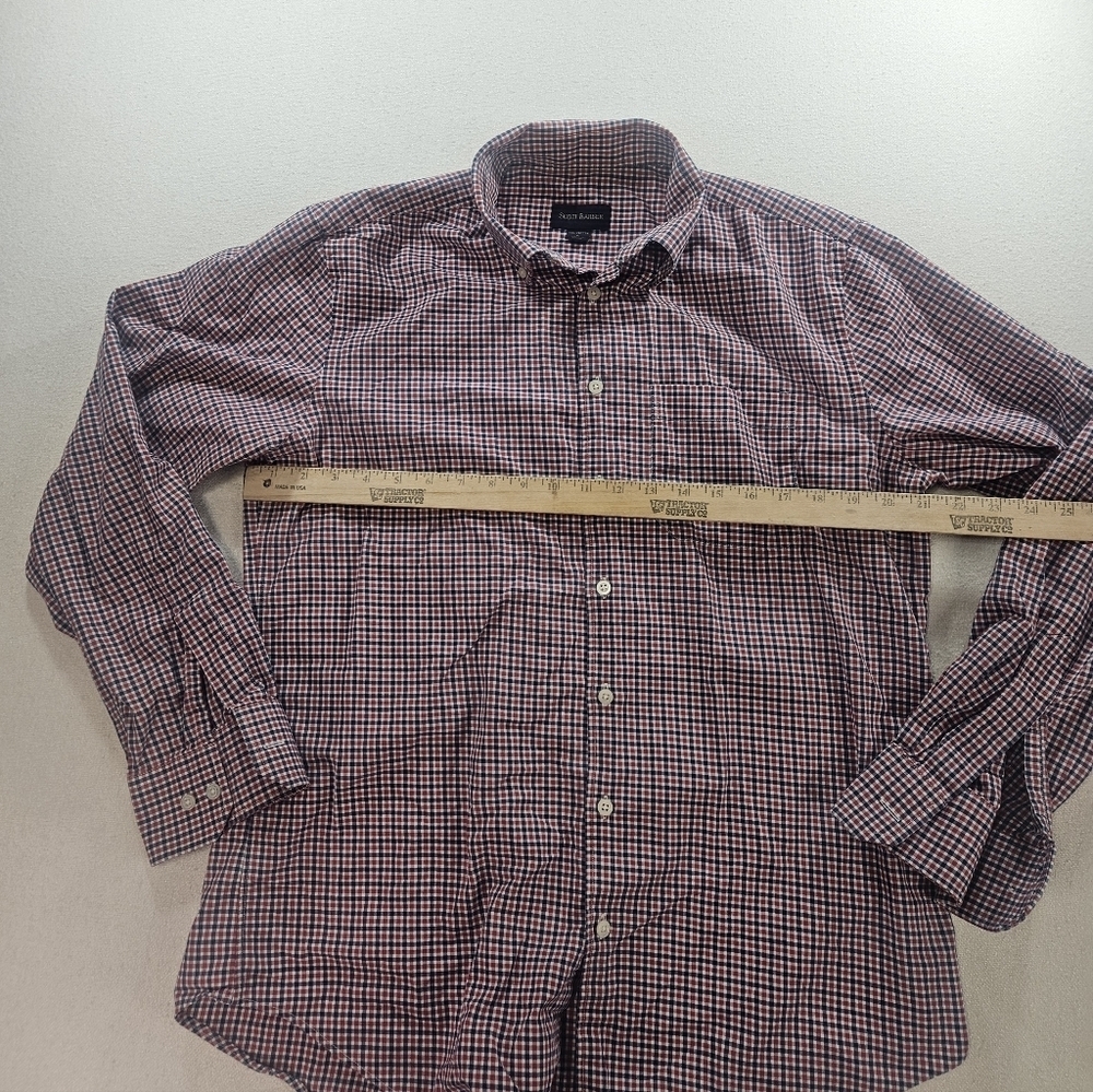Scott Barber Button Down Shirt Large Red Blue Check Cotton - Picture 3 of 5